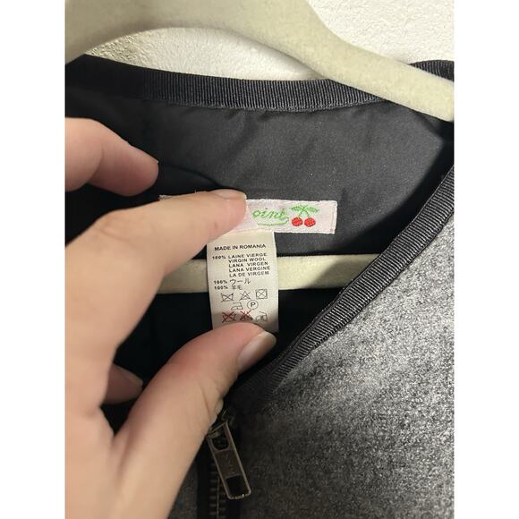 Bonpoint Gray 100% Virgin Wool Moto Jacket With Zipper Pockets Girls Size 6 - Picture 3 of 4